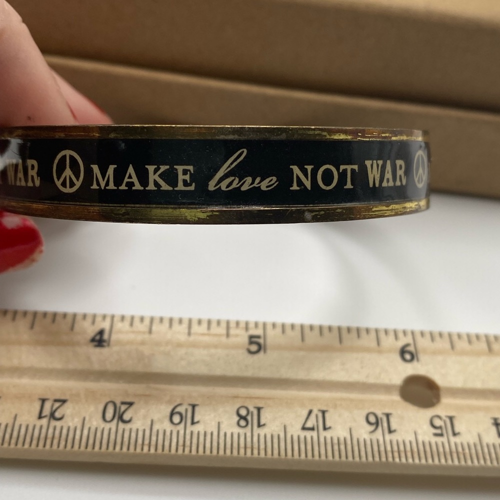 Make Love Not War Bangle Bracelet Iconic Hippie Fabulous Phrase